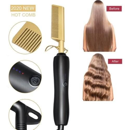 Hot Hair Straightener Comb Flat Irons Straightening Brush Heating Hair Straight Corrugation Curling Titanium Alloy Hair Curler