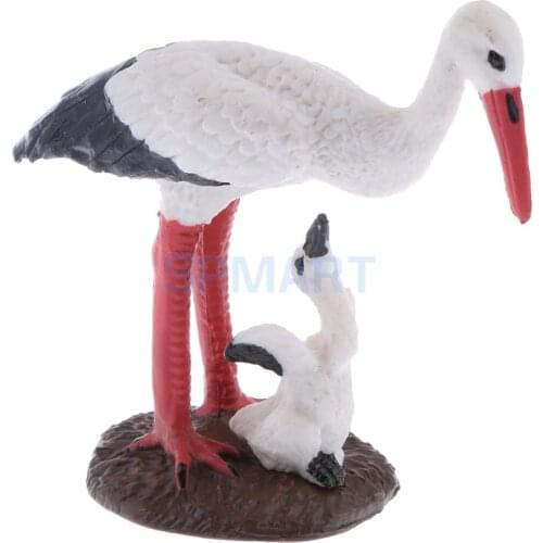 Realistic Plastic Wildlife Animal Model Figurine White Crane Figures Kids Science Nature Educational Toy Home Office Decoration