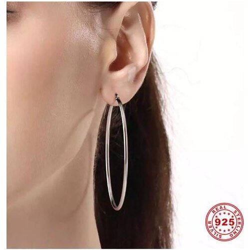 Hoop Earrings 925 Sterling Silver Big Round Circle Buckle Simple Minimalist Earrings For Women Fashion Silver Jewelry