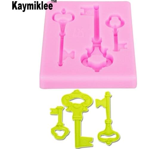 Kaymiklee M357 Key Pattern Silicone Mould Gumpaste Surgarcraft Resin Fondant Cake Decorating Mold 7.1*6.5*1CM