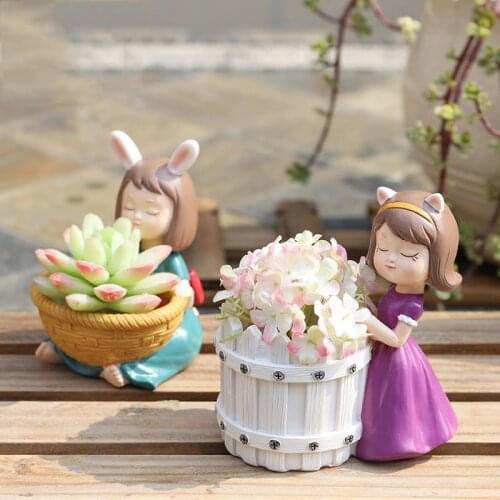 Cute Cartoon Fleshy Flower Pot Resin Micro Landscape Plant Potted Home Garden Decoration New Arrival