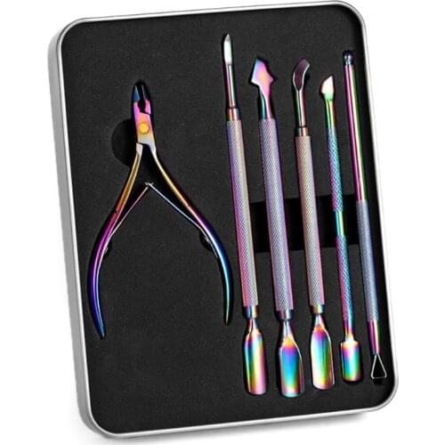 27RC 1Set Professional Stainless Steel Cuticle Trimmer Pusher Peeler Gel Nail Polish Gel Remover Nail Art Kit