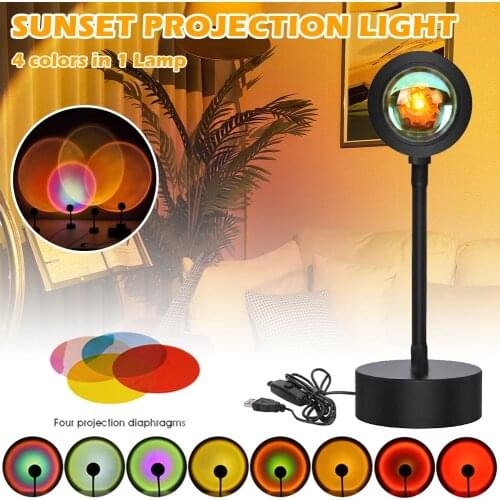 USB Sunset warm light Projector Led Night Light Sun Projection Desk Lamp for Bedroom Bar Coffee Store Wall Decoration Lighting