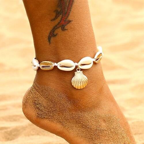 IPARAM Vintage Gold Anklet Female Shell Charm Beach Geometry Sequins Bracelet & Anklet 2019 Wholesale Boho Foot Jewelry