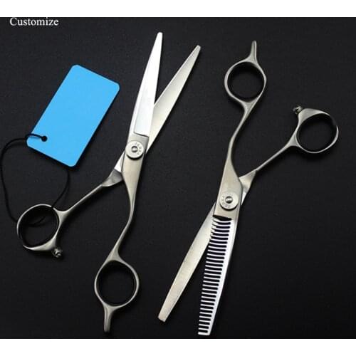 Customize logo japan 440c steel 6 '' Matte hair salon scissors hair cutting barber makas Thinning shears hairdressing scissors
