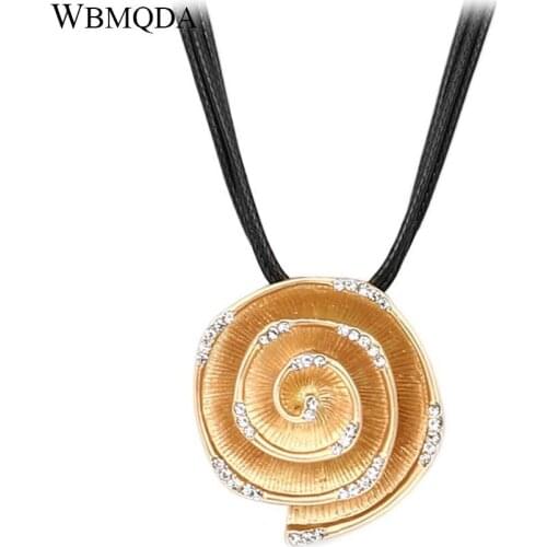 Crystal Rose Necklaces For Women New 2018 Manual Make Big Chunky Necklaces Color Gold High Quality Christmas Gift