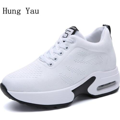 Women Shoes Flats Sneakers Summer Fashion Outdoor Breathable Couple Casual Lace Up Lightweight Height Increasing Air Cushion