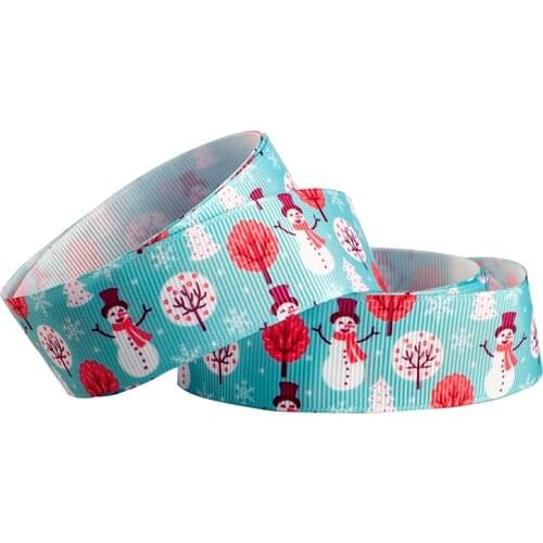 10yards - Different Sizes - Merry Christmas snowman pattern Printed Grosgrain Ribbon Handmade Materials