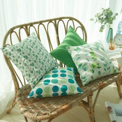 2pc 45x45cm Small Fresh Pillow Cover Cushion Cover Green Plant Printing PillowCase Car Seat Square Throw Pillows Home Decor