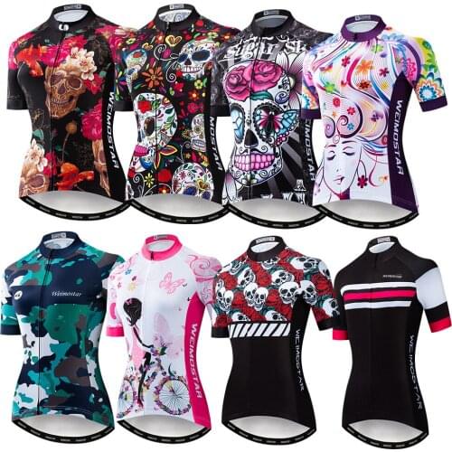 2021 Cycling Jersey Women Summer Bike Shirts Top Breathable Quick Dry Black Ladies Short sleeve Sport Cycle Bicycle Clothing