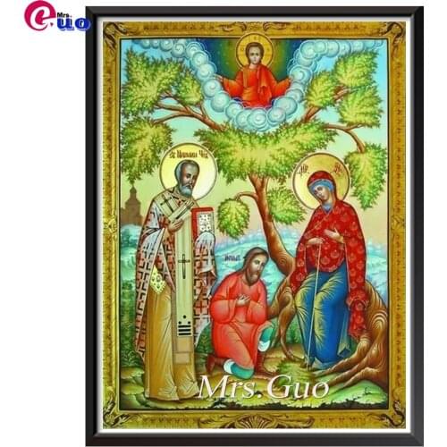 5d DIY Diamond Painting Cross Stitch Religion Icon Holy Trinity Full Square Mosaic Pattern Painting Rhinestones Embroidery