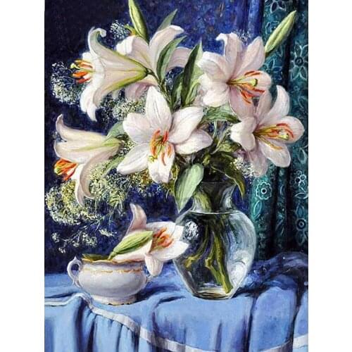 Diamond Painting Lily 5D DIY Diamond Embroidery Flower Vase Pictures Of Rhinestones Mosaic Sale Home Decoration