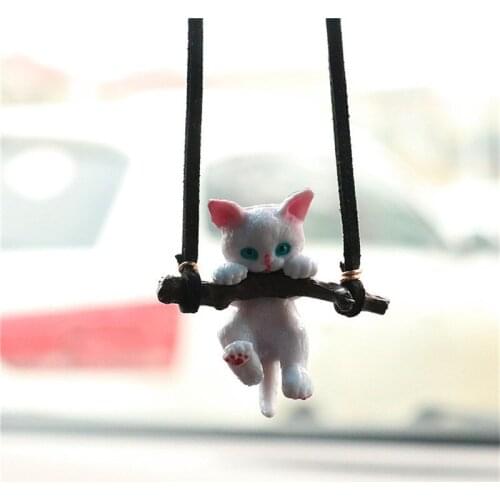 Car Pendant Creative Cute Branch Cat Rearview Mirror Pendant Car Interior Decoration For Girls Car Interior Accessories