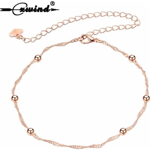 Tiny Ball Foot Feet Ankle Chain Anklet Bracelet Women Girl Charm Rose Gold Alloy Fashion Summer Jewelry Cxwind