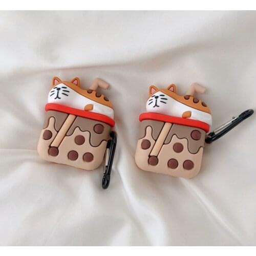Kawaii Boba Cat Headset Cover for Airpods Pro Cute Bubble Tea Wireless Earphone Case Accessories for Airpods 12 Box