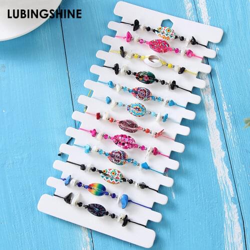 Bohemia Colorful Artificial Shell Charm Bracelet Vintage Handmade Braided Rope Bracelets For Women Men Jewelry Beach Accessories