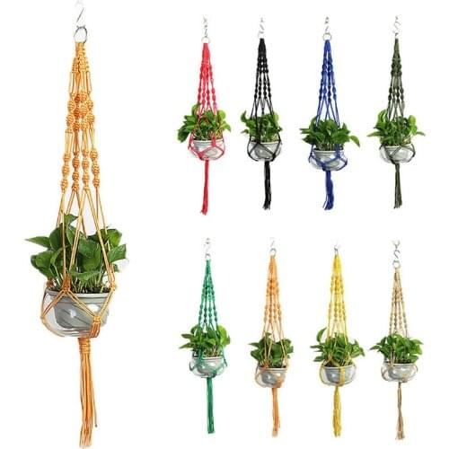 Macrame Plant Hanger Flower Pot Planter Hanger Wall Decor Courtyard Garden Hanging Planter Hanging Basket Multi-color