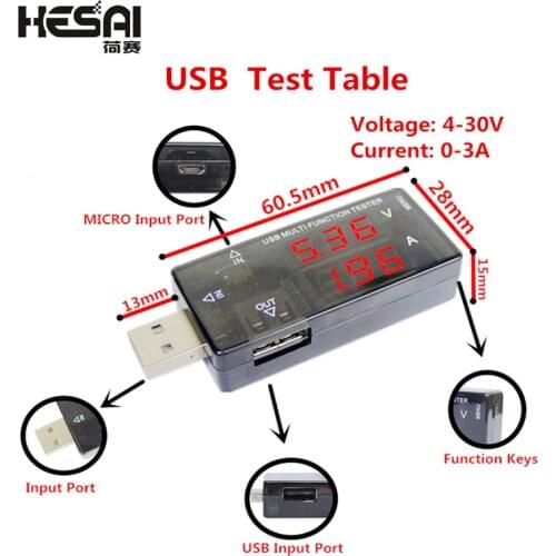 DC 4-30V Double USB Micro Multifunction Tester Digital Display Current Voltage Charger Capacity Tester for android huawei