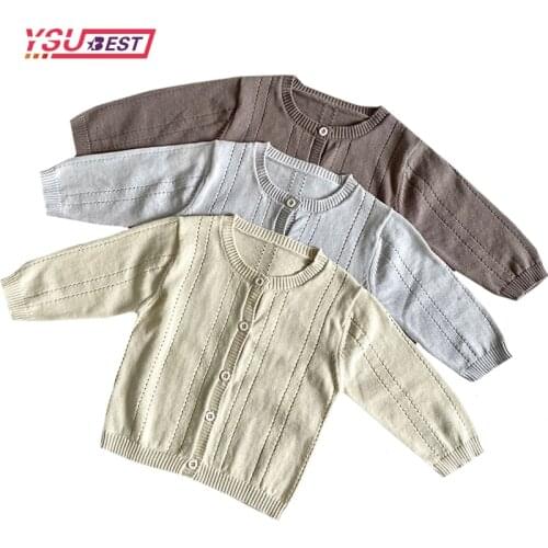 Spring Autumn Knitted Cardigan Sweater 2021 Baby Children Clothing Boys Girls Sweaters Kids Wear Baby Boy Clothes Hollowed Out