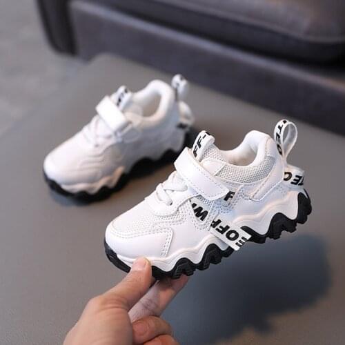 Kids Leisure Sneakers Childrens White Shoes Boys and Girls Hook Loop Sports Shoes New Mesh Casual Baby Toddler Running