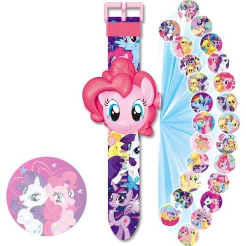 Disney Childrens Cartoon 3D Projection Electronic Watch 24 Pictures with Clamshell Flip Anime Toy Creative Gift for Children