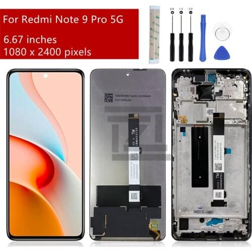 For Xiaomi Redmi Not 9 Pro 5G LCD Display Touch screen Digitizer Assembly With Frame For Redmi Note 9 pro 5g Screen Replacement