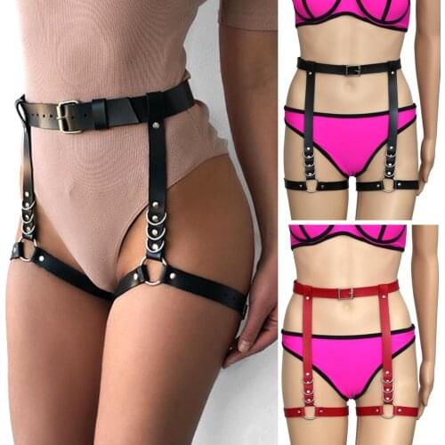European and American Harajuku style PU belt and leg loop one hip dance street night club leg loop belly band strap