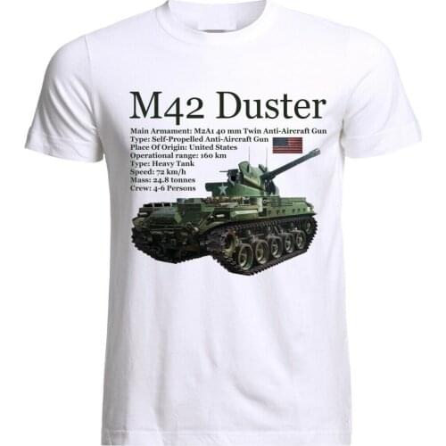 M42 dustur Tank Panzer Armure WW2 Army was Mens summer blueprint cotton T shirt