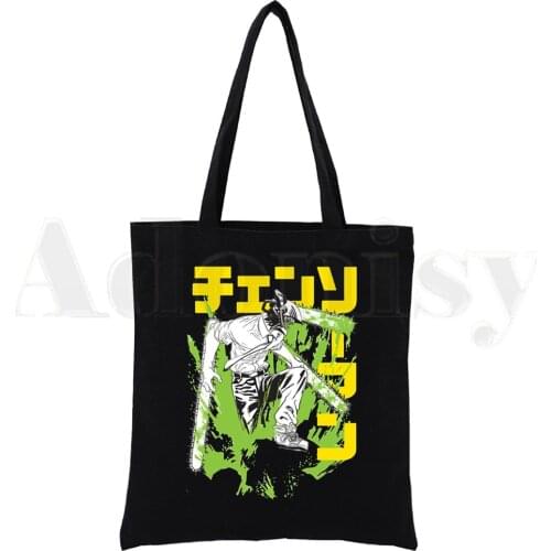 Chainsaw Man Manga Japanese Anime Pochita Makima Canvas Print Shopping Bags Girls Fashion Life Casual Pacakge Hand Bag