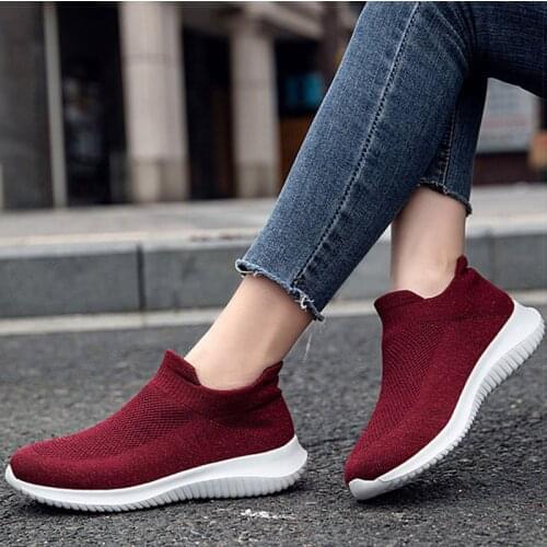 Women Shoes Knitting Women Sneakers For Spring Autumn Vulcanized Shoes Lightweight Zapatillas Mujer Casual Sport Shoes Female