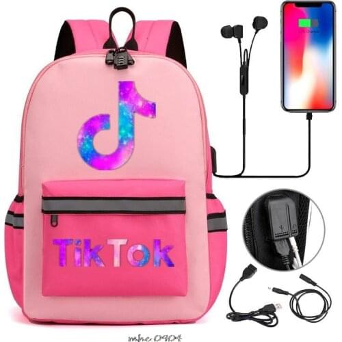 Tik Tok Backpack Multifunction USB Charging Travel Canvas Students Backpack For Teenagers Boys Girls School Bag