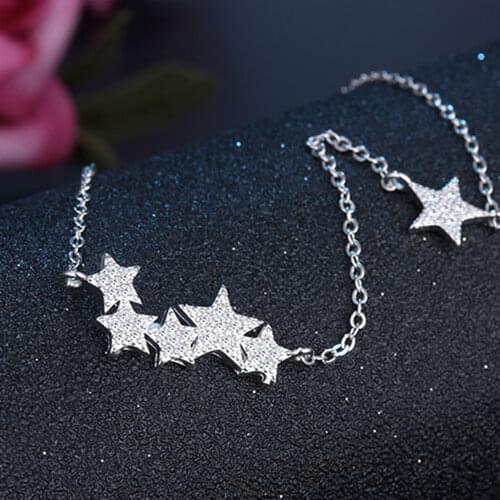 Fashion Zircon Six Star Pendants And Necklaces For Women 925 Sterling Silver Wedding Party Girl Jewelry Lovers Gift GaaBou