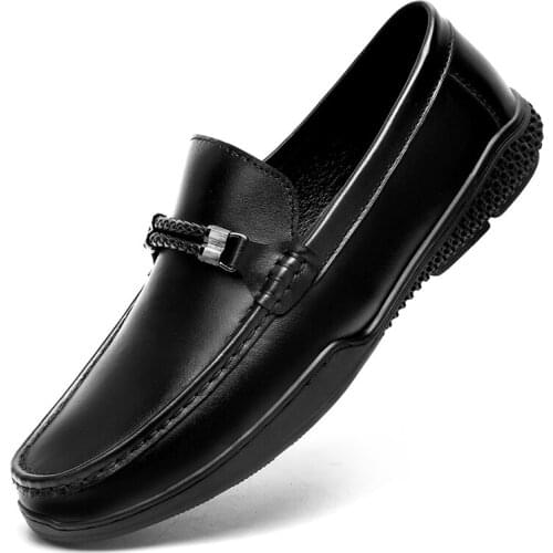 Fotwear Men Loafers Leather Casual Shoes Slip On Flats Mens Moccasins Breathable Men Rubber Driving Loafers
