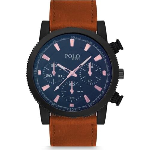 Polo Rucci 2179 With Belt Men 'S Wristwatch Watch Case Diameter 42 mm Cord Color Brown