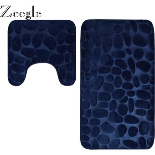 2pcs Bath Mat Set Anti Slip Carpet for Bathroom Absorbent Toielt Pedestal Rug Soft Foot Mat Washable Shower Mat Bathroom Doormat