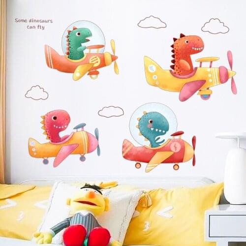 Dinosaur Wall Sticker Kids Room Decoration Aesthetic Boy Girl Cartoon Animal Bedroom Decor Nursery Decals Wallpaper Wallstickers