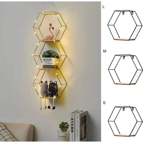 Wall Shelf Floating Shelves Wall Mounted Hexagon Storage Holder Storage Rack for Bedroom Living Room Office Organizer Decor