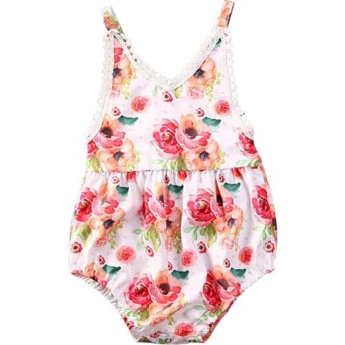 New Toddler Baby Girls clothes backless Tassel bow cotton summer Bodysuit sleeveless V-neck strap Jumpsuit one pieces