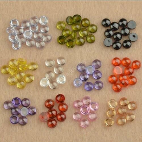 Wholesale 3~14mm 5A Various Color Round Cabochon Flat Back Cubic Zirconia Lab Created Gems Loose CZ Stone For Jewelry