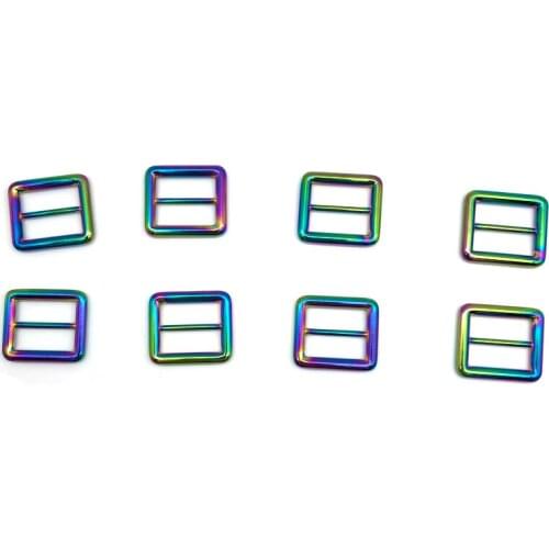 Custom Rainbow Color Zinc Alloy 1 Inch Metal Rectangle Shape Handbag Strap Buckle For Cross Body Bag