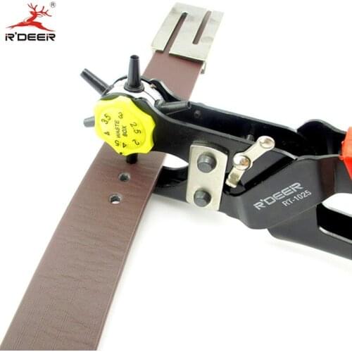 RDEER 9" Leather Punch Tool Press pliers 2/2.5/3/3.5/4/4.5mm Belt Hole Punch