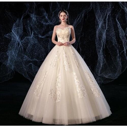 Luxury WEDDING Gown Applique Flower Lace Champagne Embroidery Sweetheart Wedding Dresses Off Shoulder Anniversary Ceremony DRESS