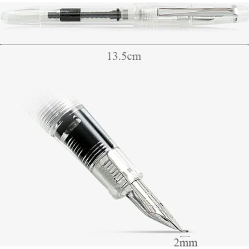 0.5mm Plastic Transparent Fountain Pen Calligraphy Practice Pen Curved Nib Pen for Office School Writing Student Gift Stationery