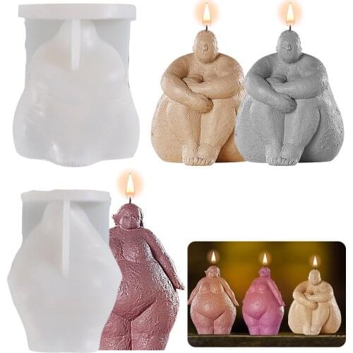 DIY Body Candle Silicone Mold Handmade Resin Casting Fat Female Thinker Mould Home Decoration Art Molds