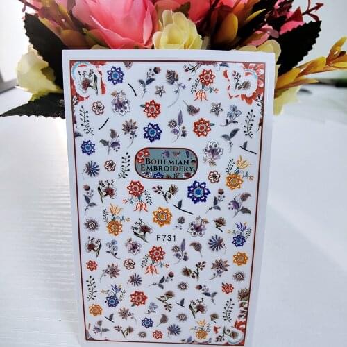 New 3D Sunflowers Stickers for Nails Colorful Flower Leaf Nail Art Decorations Sliders Foil Decals Summer Manicure Accessories