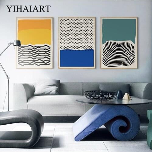 Modern Abstract Canvas Wall Art Print Painting Yellow Green Poster Nordic Line Drawing Decorative Picture Living Room Home Decor