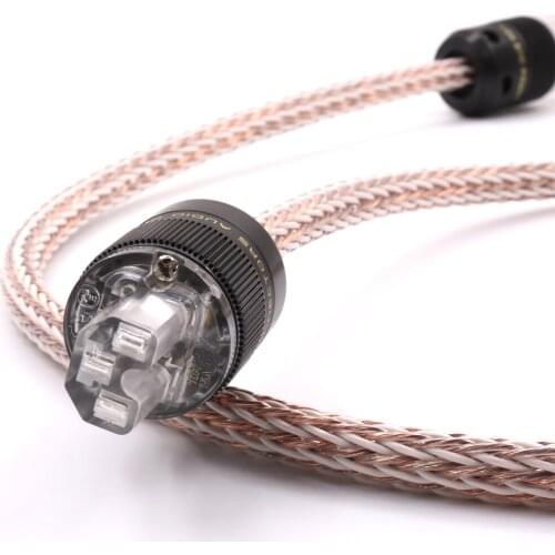High Quality 6N OCC 12TC Audiophile European AC Power Cord With Silver Plated Schuko EUR Power Connecotor HIFI Power Cable