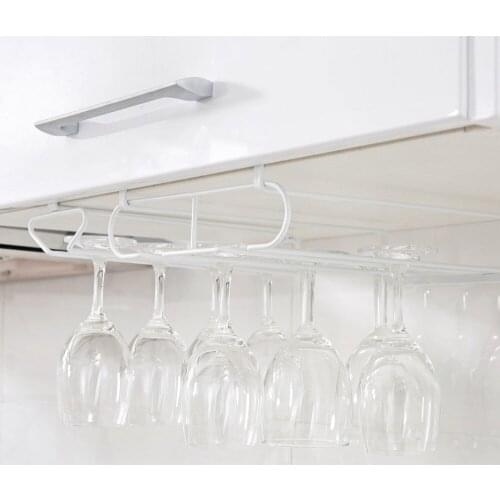 Iron Hanging Wine Cup Holder Wine Glass Rack Bar Goblet Stemware Storage Racks Shelf Hanger Cupboard Kitchen Organizer Shelves