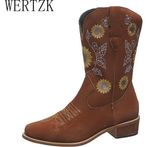 Womens Boots Fashion Print Sunflower Riding Boots Woman Buckle Tassel Casual New Round Toe Flat Low Heel Winter Womens Shoes