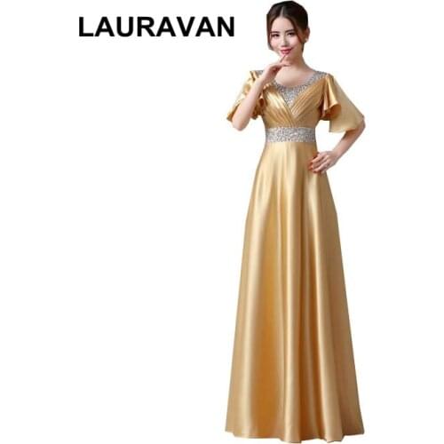 Ladies women Gold Color party dresses long robe soiree elegant gown ladies bridesmaid dress gold dress occasion 2020 for Women